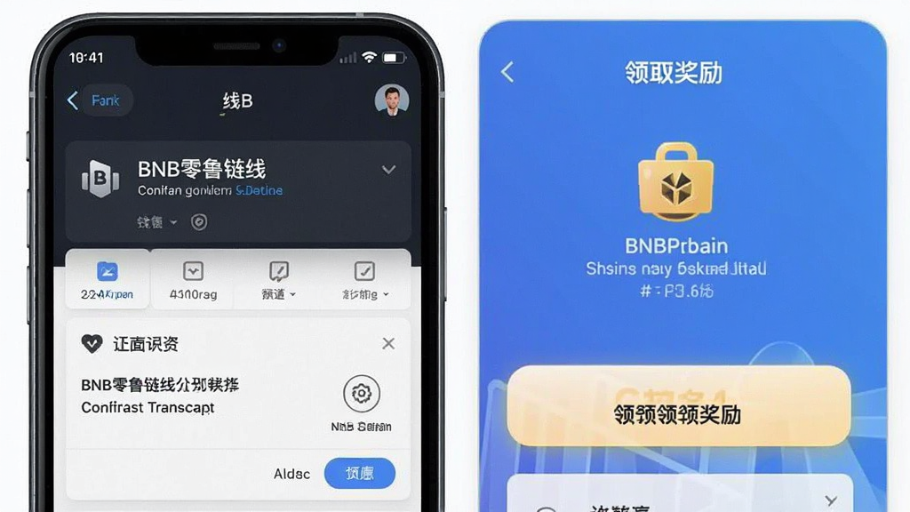BNB零撸链上签到操作步骤截图,展示钱包确认交易和领取奖励界面