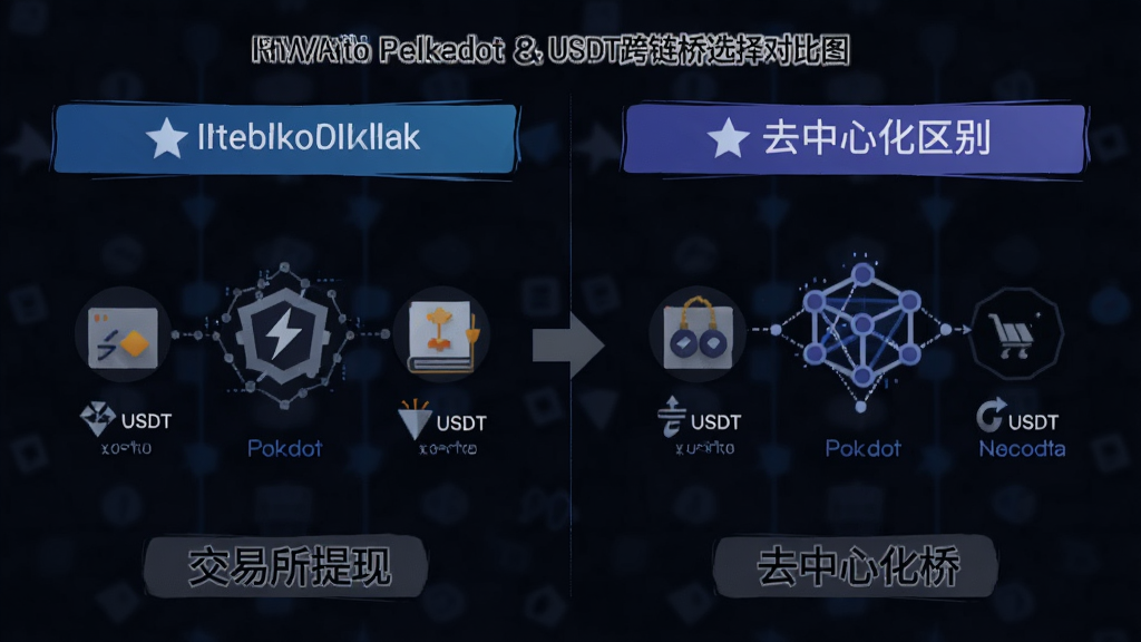 Polkadot和USDT跨链桥选择对比图 交易所提现与去中心化桥区别