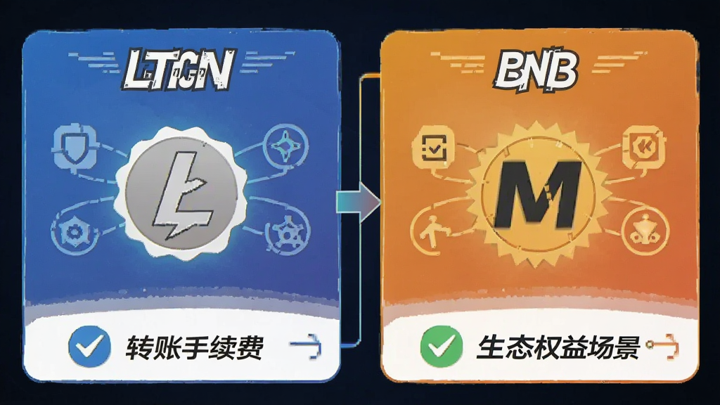 莱特币和BNB实际用途对比 转账手续费与生态权益场景图