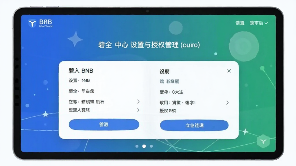 碧安 BNB 钱包 安全中心设置与授权管理页面