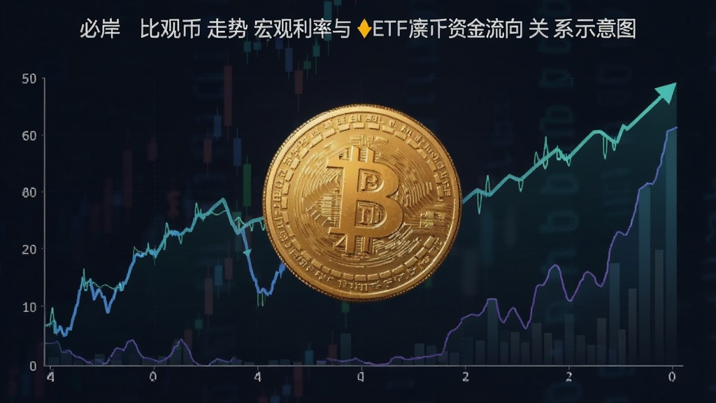 必岸 比特币 走势 宏观利率与ETF资金流向关系示意图 稳定币市值变化