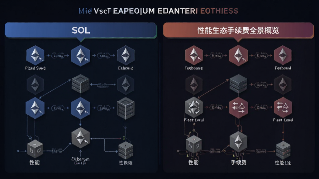 SOL和以太坊公链对比图 性能生态手续费全景概览