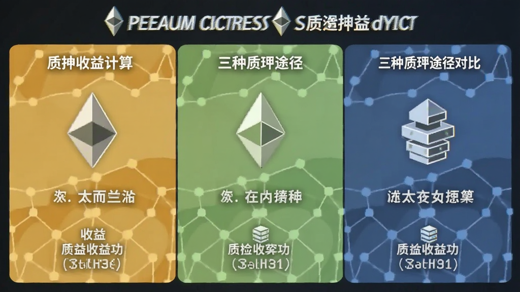 以太坊 收益 质押收益计算方式与三种质押途径对比图