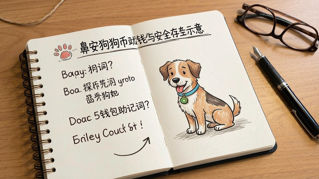 鼻安狗狗币钱包助记词手抄备份与安全存放示意
