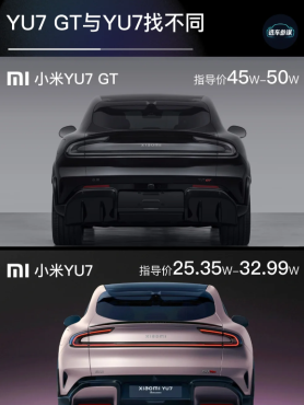 小米yu7和yu7gt的区别 小米yu7gt参数配置 小米yu7和yu7gt的区别 小米yu7gt参数配置
