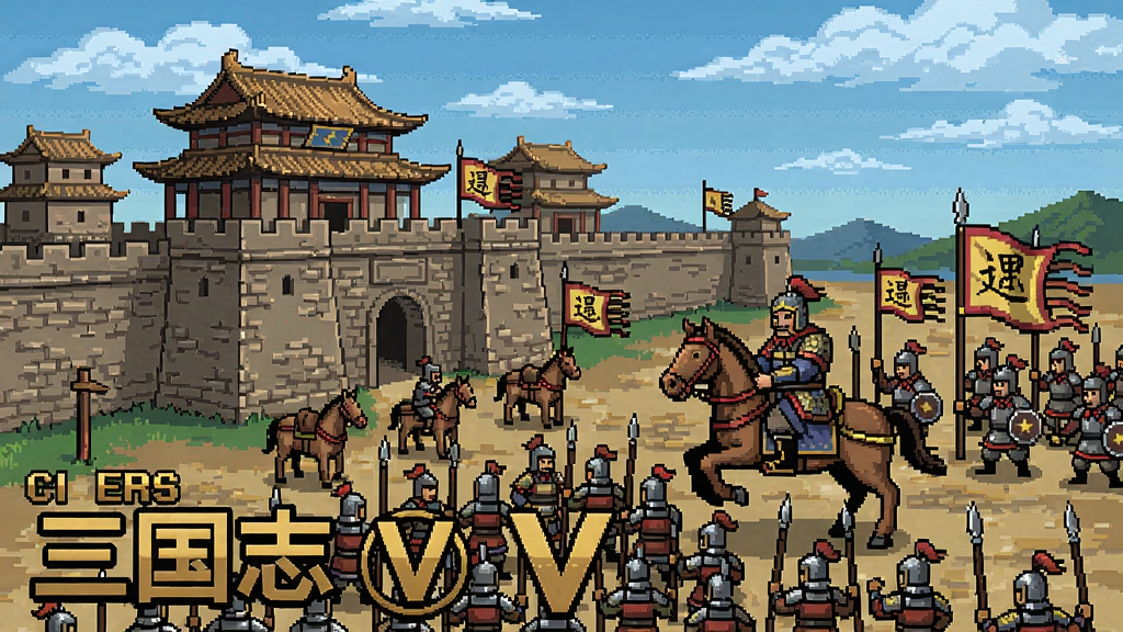 三国志V加强版游戏战争场景截图,古代城池与军队对决