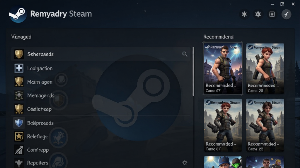 玩家正在使用Remyadry Steam中文版管理游戏库的界面截图,显示成就列表和游戏推荐