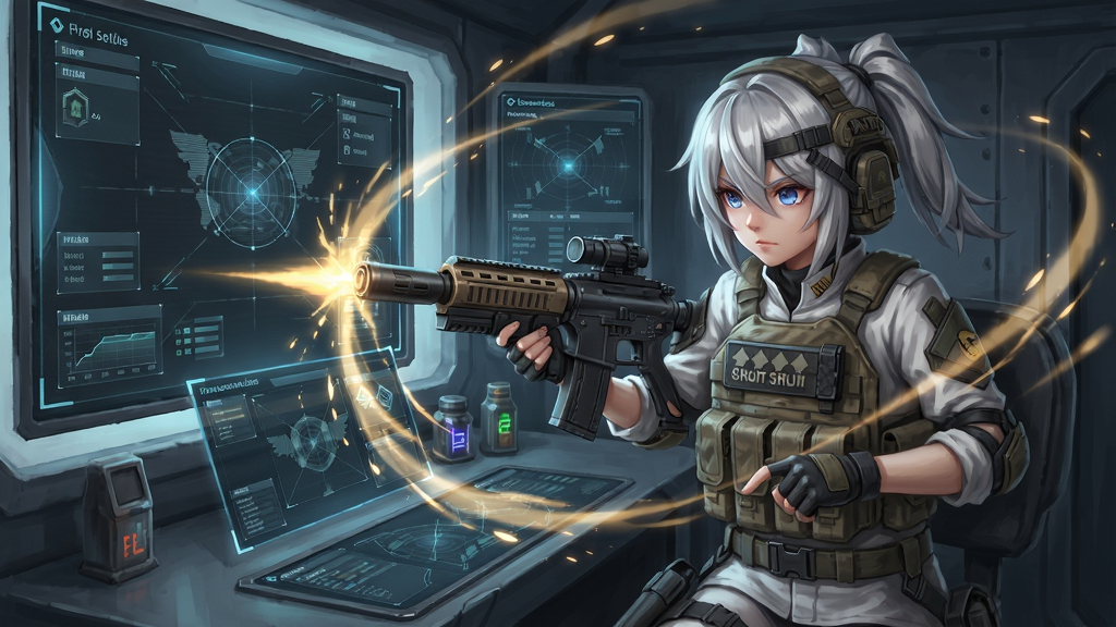 少女前线同人游戏人形少女战术指挥场景,原画风格,动态特效