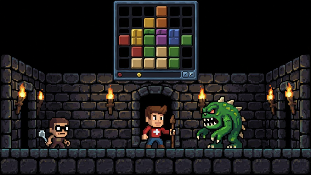 Dungetris��Ϸ��������ɫ�ڵ�������Թ����Ļ�Ϸ���ʾ�����������