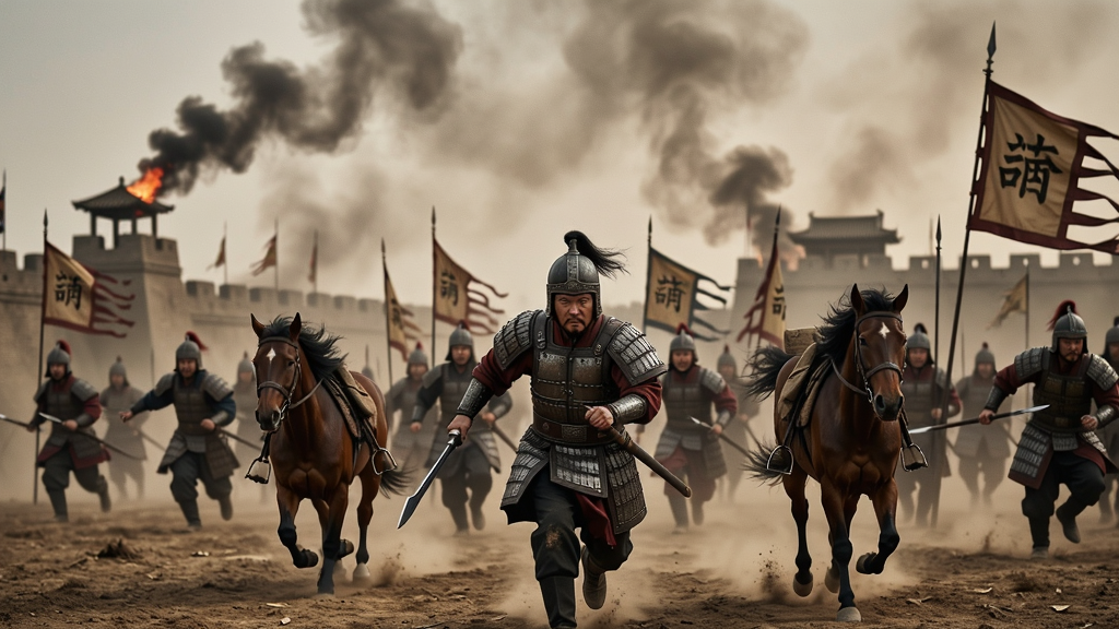 三国战场场景,烽烟四起,武将冲锋