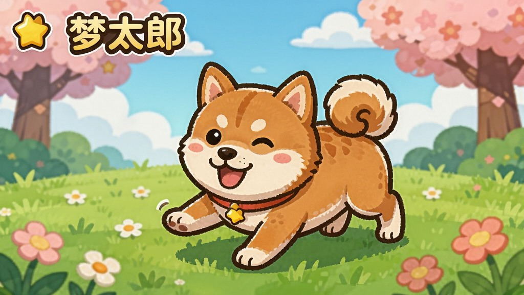 柴犬梦太郎游戏场景,可爱的柴犬在草地上玩耍