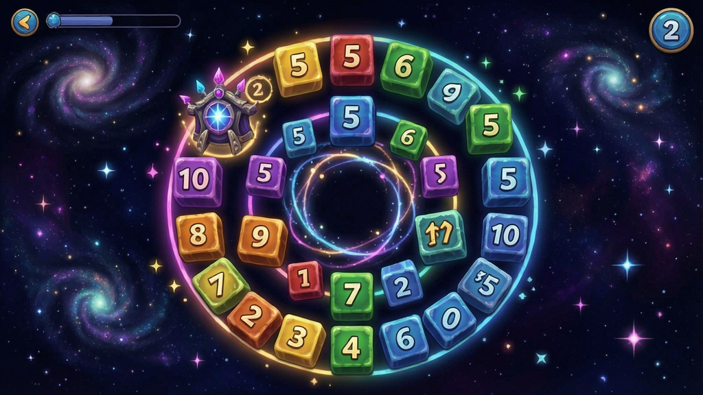 魔法数图2游戏主界面,色彩鲜艳的数字方块排列成魔法阵图案,背景带有星空特效