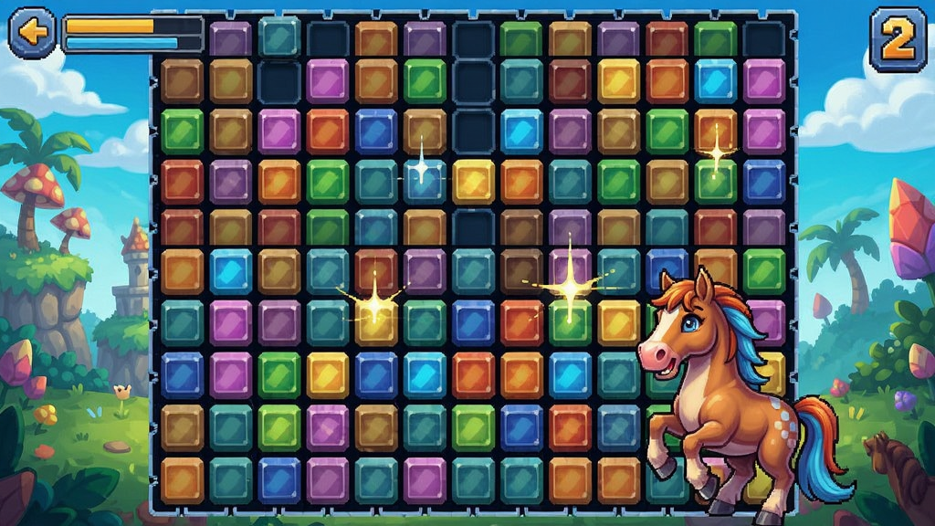 幻想马赛克2游戏界面,彩色马赛克方块排列,玩家正在消除