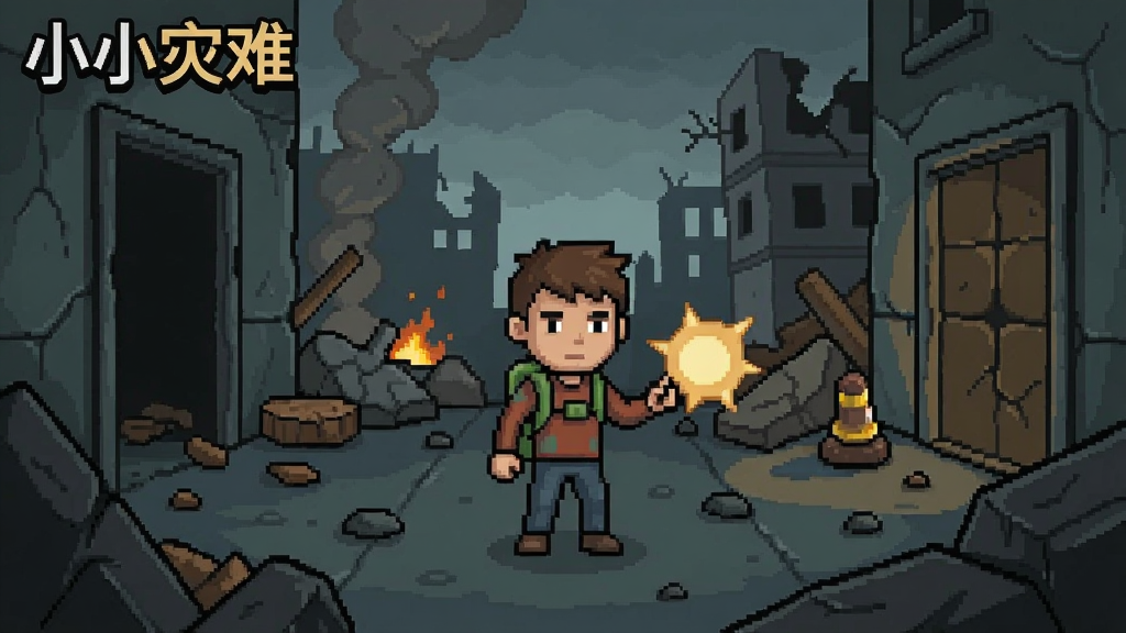 小小灾难游戏主角在灾难环境中探索解谜的场景