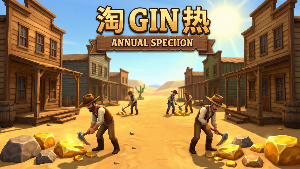 淘金热年度特别版游戏场景,西部小镇,淘金者挖掘黄金,阳光明媚