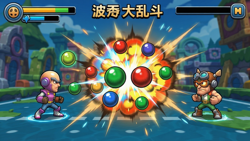 波波碰大乱斗游戏画面截图,彩色球体碰撞爆炸特效