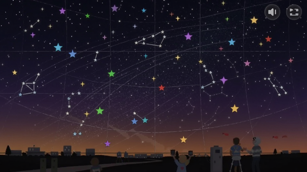 繁星点点星空游戏实景截图,展示多颜星辰与星座轨迹