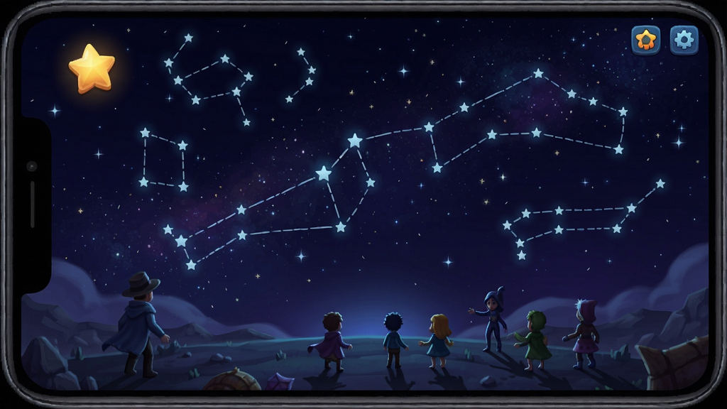 繁星点点游戏中的星空星座渲染场景