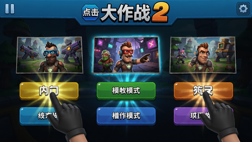�������ս2��Ϸ���棬չʾ����ģʽѡ��ť����ҵ��ʱ�Ĺ�Ч