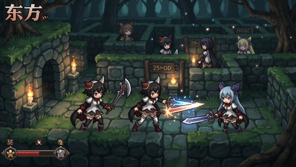 东方Project同人迷宫RPG场景,角色在幻想乡迷宫中探索战斗