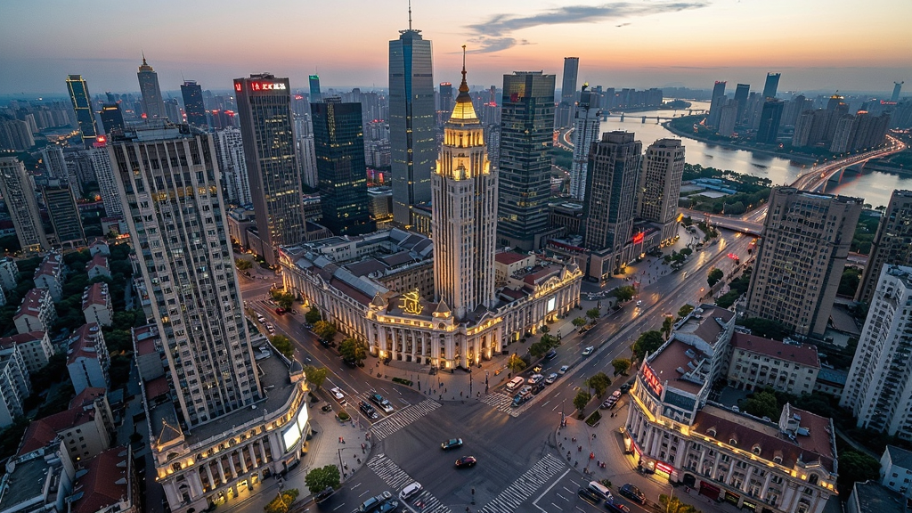 规范之城的城市全景鸟瞰图,展示繁华的街道和建筑