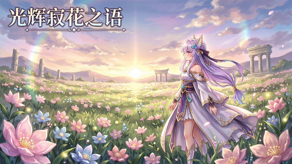 光辉寂花之语游戏场景,主角站在花海中的唯美画面