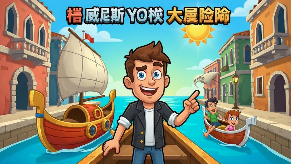 Hello威尼斯纽约大冒险游戏场景人物卡通风格插图