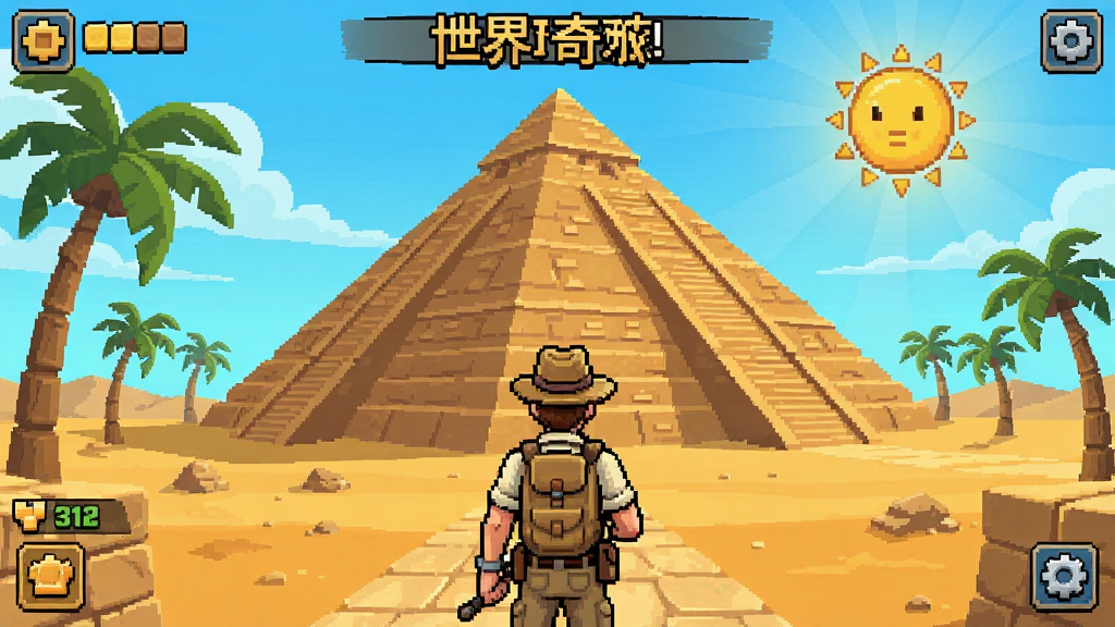 冒险之旅世界奇观游戏截图,玩家站在金字塔前探索