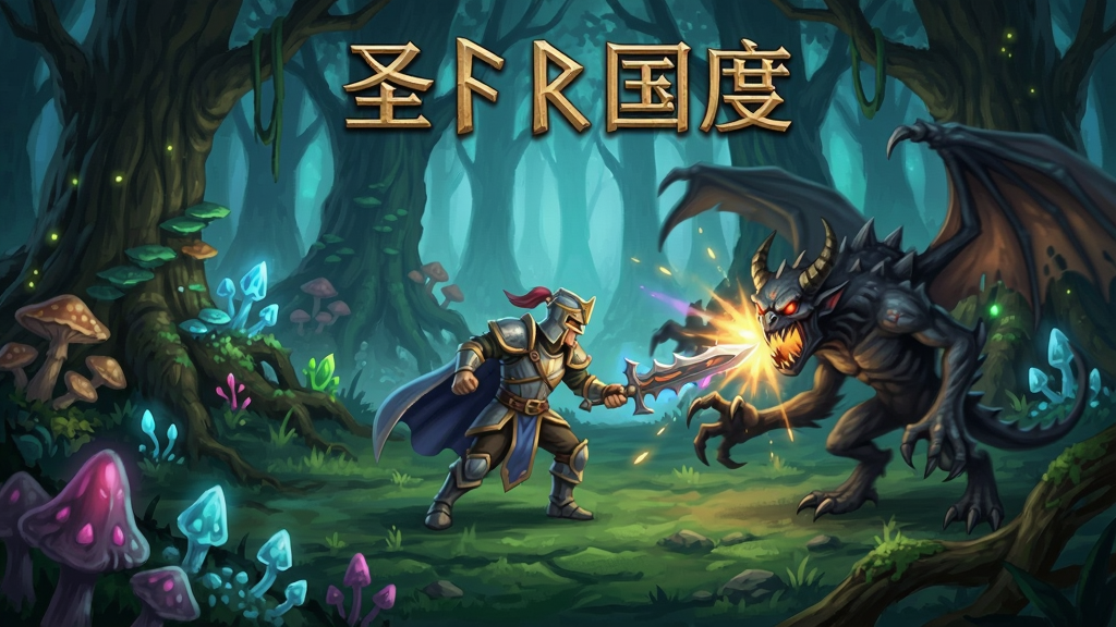 圣符国度数字版游戏场景,英雄在魔法森林中与怪物战斗