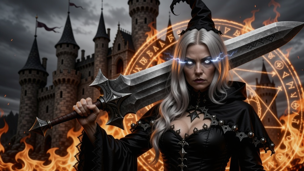 һλ����ħŮ�ֳ־޽�վ�ڹ��ϳǱ�ǰ������ɢ����â��������ȼ�յĻ����ħ����