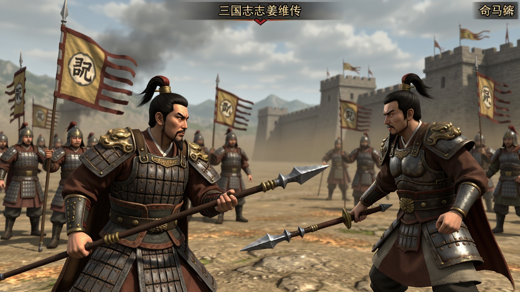 三国志姜维传游戏战役场景,姜维率领反抗军与司马仗对决