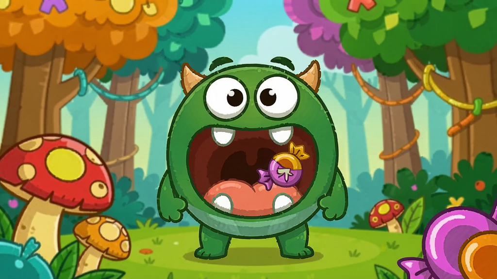 ��������Ϸ�У�С����Om Nom�Ŵ���͵ȴ��ǹ���������ɫ�����޵Ŀ�ͨɭ��