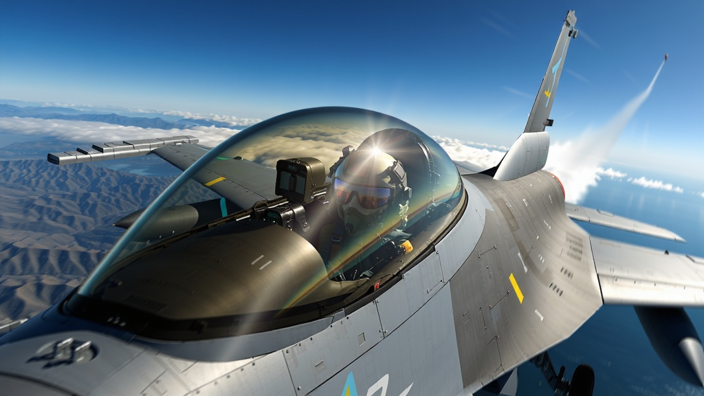 һ��F-16ս�����������л����Ʋ㣬�����ڷ���Ա���ڲ���������͸�����ղ�����������ж�̬��ӰЧ���������ǹ�����ɽ���ͺ���