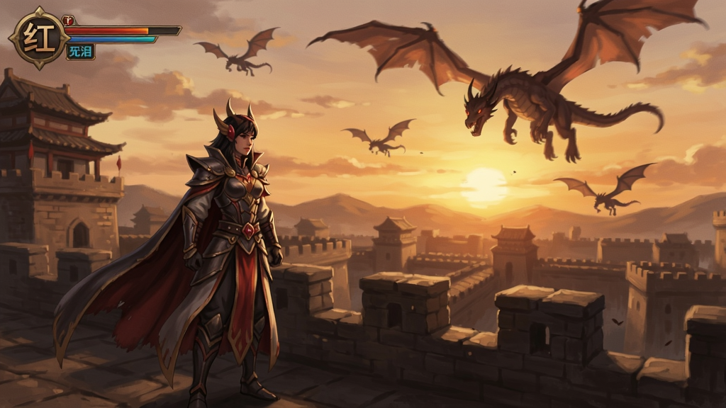 ������Ϸ���棬������Ľ�ɫվ�ڹų�ǽ�ϣ����������������ľ���