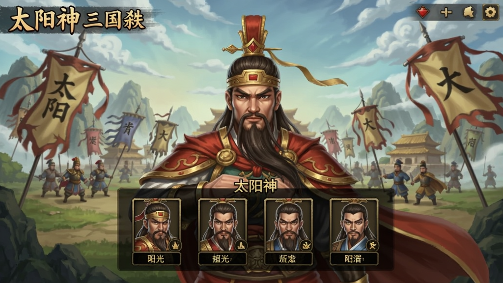 太阳神三国杀游戏画面,武将选将界面