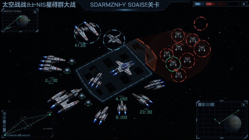 太空战将星群大战高难度关卡战术图,显示舰队排列和敌方位置