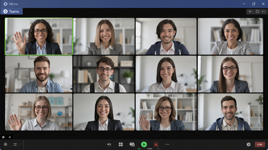 Microsoft Teams ��Ƶ������棬����������ͼ���ײ�������������ģ��Ч���������Ѻã���ɫ�������廭�ʣ��ɾ��޶���Ԫ��