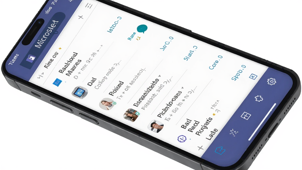 Microsoft Teams �ƶ��˽��棬�ֻ�������ʾ�����б��͵ײ�����������ɫ��������ִ��������������ɾ��޶���Ԫ��