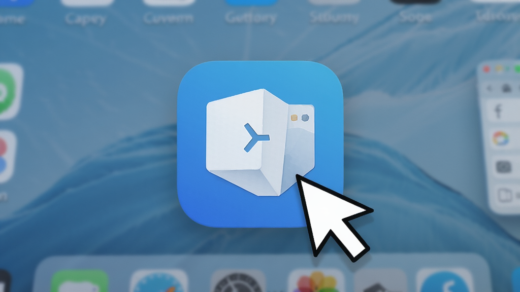网页转App使用教程插图,展示打包完成后的应用图标在桌面上的效果,鼠标指针点击图标,背景为干净的桌面壁纸,风格写实,细节清晰,画质干净