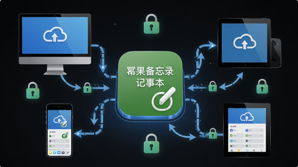 主体为云同步示意图,中央是