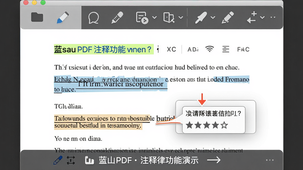 ��ɽPDFע�͹�����ʾͼ��չʾ��һ��PDF�ĵ���ʹ�ø������»��ߡ���ע��ȹ��ߺ��Ч������������������ͼ�����ԣ��ĵ����ֿɱ棬���дʵ�����ʸɾ�