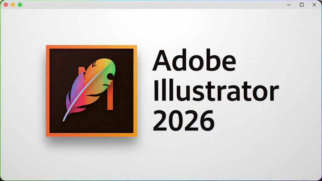 主体:Adobe Illustrator 2026中文激活版软件启动界面,显示AI彩色羽毛图标和“Adobe Illustrator 2026”字样;布局:居中构图,界面简洁明亮,背景为浅灰色渐变,突出软件logo与版本号;排版:文字醒目,位于画面中央偏上;风格:现代科技感,扁平化设计;细节:界面边缘有细微的光泽效果,图标投影自然;画质:8K超高清,干净无多余元素。