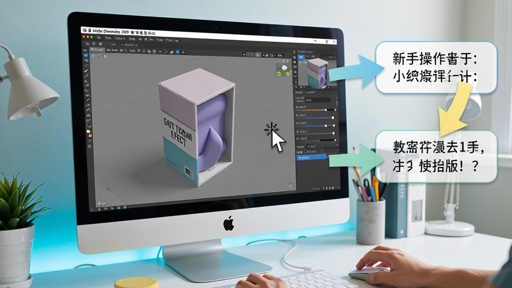 ���壺Adobe Dimension 2023���ļ����ʹ�ý̳���ʾ��չʾһ����������ѧϰ������ά��װЧ�������֣�������Ļ��ʾ�������棬�Ա��в��������ע���Ű棺�����ͷ��������񣺽�ѧ�������ɫ����ϸ�ڣ���Ļ��ʾ���ʵ��������ָ��ָ��ť�����ʣ����壬�ɾ����޶���Ԫ��