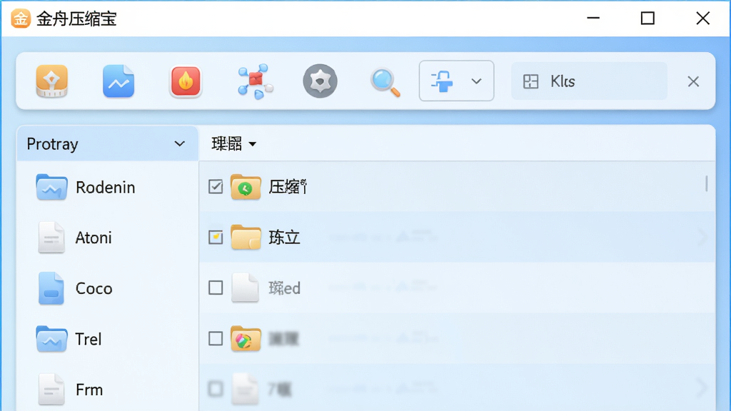 金舟压缩宝软件主界面截图,展示简洁的工具栏与文件列表,背景为淡蓝色渐变,布局清晰,图标圆润,整体风格现代明亮,画质干净,无多余元素,软件名称“金舟压缩宝”显示在窗口左上角
