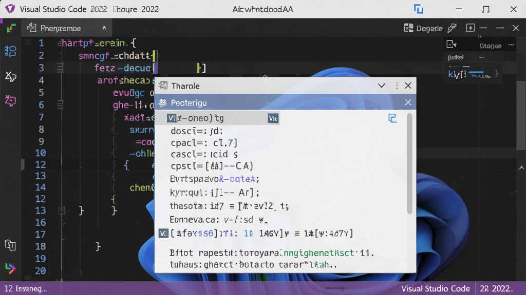 主体:Visual Studio Code 2022中文解锁版代码编辑界面,显示智能补全下拉列表;布局:中央代码区,光标处弹出函数签名提示框;排版:补全列表包含函数名、参数、文档摘要;风格:扁平化UI,蓝紫配色,细节:补全列表带有类型图标,编辑器行号清晰,画质:高清锐利,干净,无多余元素。