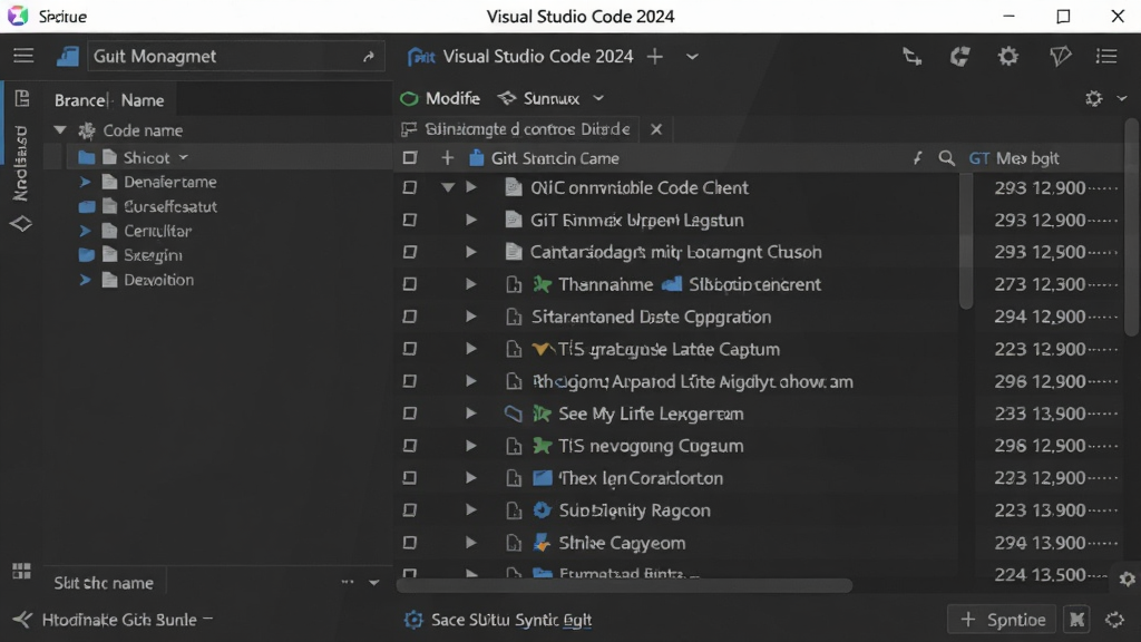 Visual Studio Code 2024激活版内置Git版本控制面板,显示源代码管理图标,右侧列出修改的文件列表,底部有分支名称和同步按钮,界面简洁,风格现代,画质清晰,无多余元素