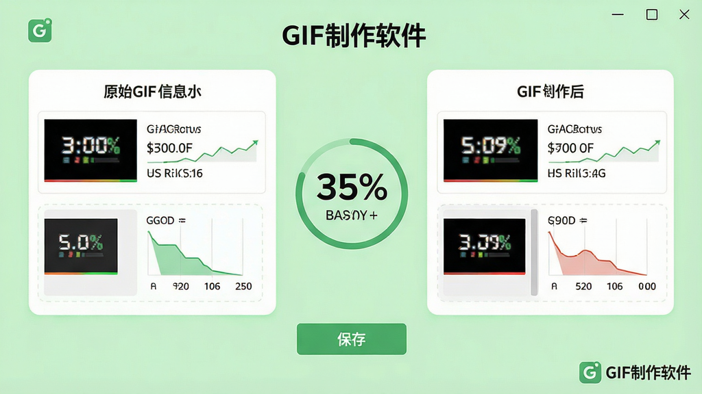 ���壺��GIF������������һ��ѹ�����ܲ������棬չʾһ���ļ���С�Ա�ͼ�������֣������ԭʼGIF��Ϣ���Ҳ���ѹ�����GIF��Ϣ���м��аٷֱ���ʾ���Ű棺���ݿ��ӻ�ͼ����������ˡ��������ǳ��ɫ�����Ľ�����ơ�ϸ�ڣ�ѹ��ǰ��Ա�����ͼ���·��С����桱��ť����������С�GIF����������Logo�����ʣ������������ɾ����޶���Ԫ�ء�