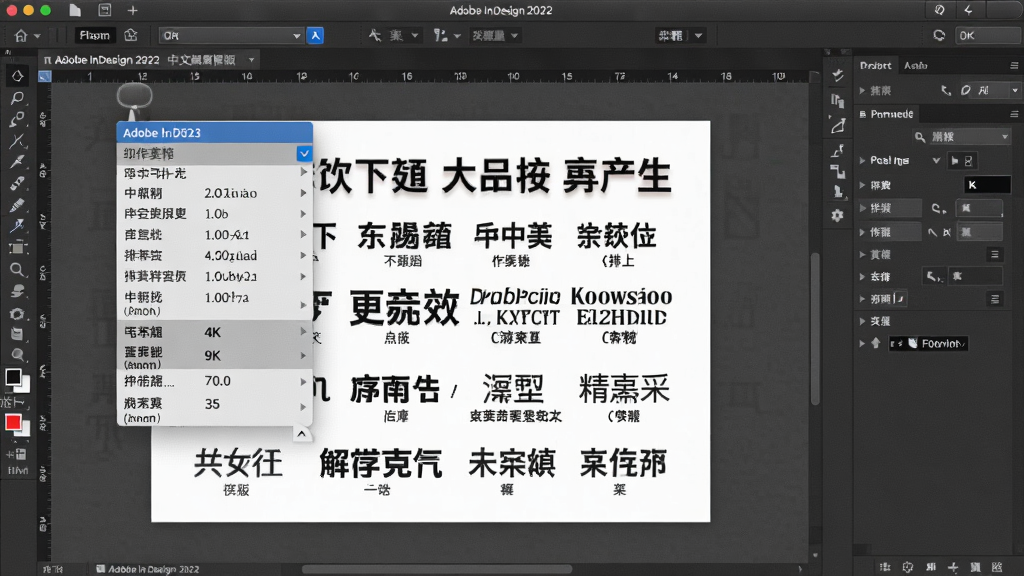 ���壺Adobe InDesign 2022�����ƽ�������������棬��๤�������Ҳ�������壬�м仭���������Ŷ���������ʽ���ı����䣻���֣����ҽṹ������Ԫ�طֲ����ȣ��Ű棺��ʾ�������������˵�����������Ԥ��Ч������񣺼��������UI������ϸ�ڣ��������������ɼ����߹���Ⱦ�����ʣ�4K���壬�޶���Ԫ�ء�