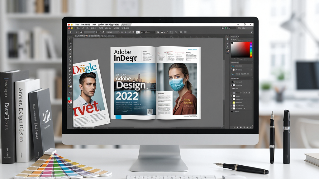 ���壺Adobe InDesign 2022�����ƽ�������������棬��ʾ����չʾ��������־������ƣ���Χ���鼮��ɫ�����ֱʹ��ߵ����Ԫ�أ����֣����й�ͼ����������ռ�Ӿ����ģ������黯���Ű棺��������ʾ��Adobe InDesign 2022�����������Ĳ˵������Ű���������������ִ��Ƽ��У�����ͨ͸��ϸ�ڣ��߹��ʸУ�����ɾ���������ʣ�8K���壬��Ⱦϸ�塣