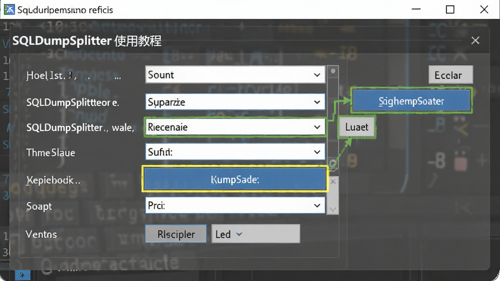 SQLDumpSplitter使用教程截图,主体为软件操作界面,布局清晰展示分割设置区域,风格为截图风格,细节高亮显示关键按钮,画质干净,无多余元素